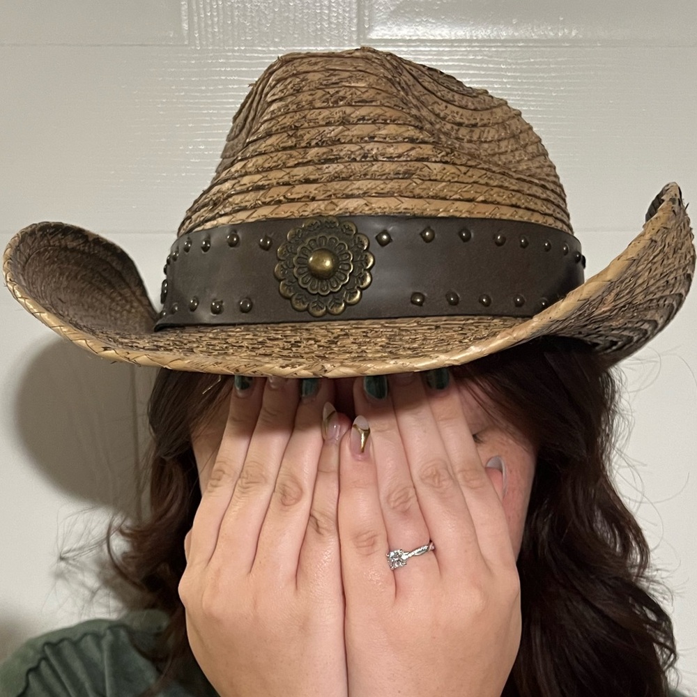 Brown Straw Cowboy Hat with Black Band - Picture 11 of 11